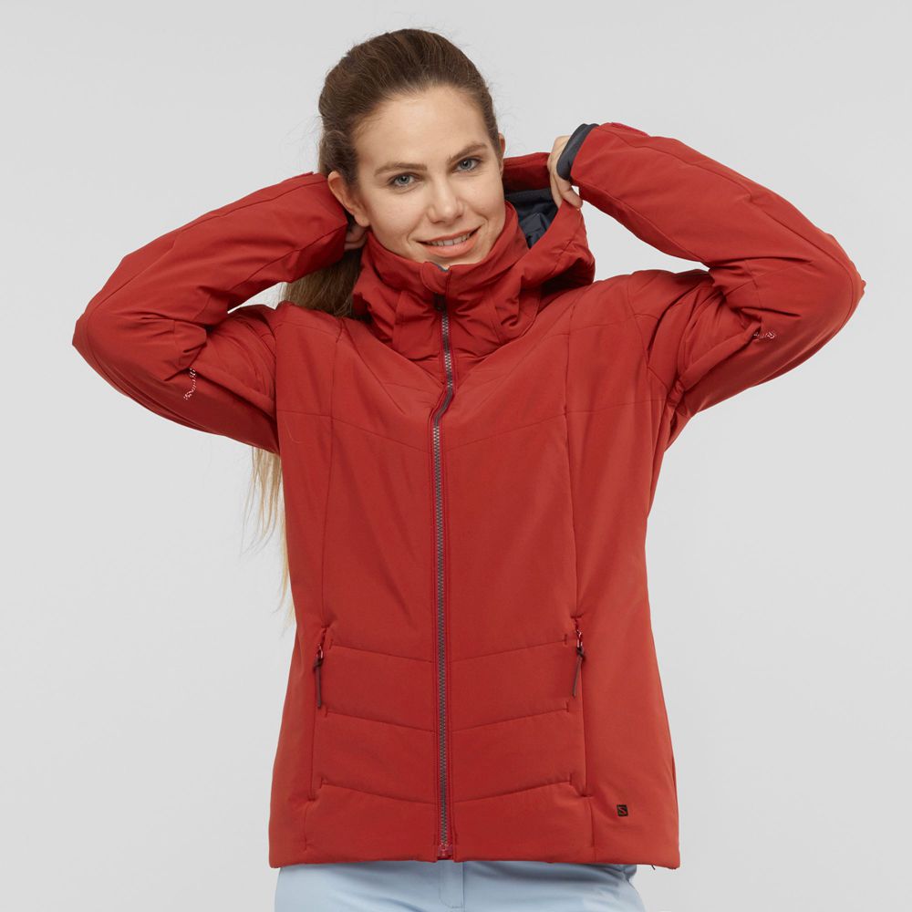 Salomon Israel PREVAIL W - Womens Ski Jackets - Red (FPRC-12367)